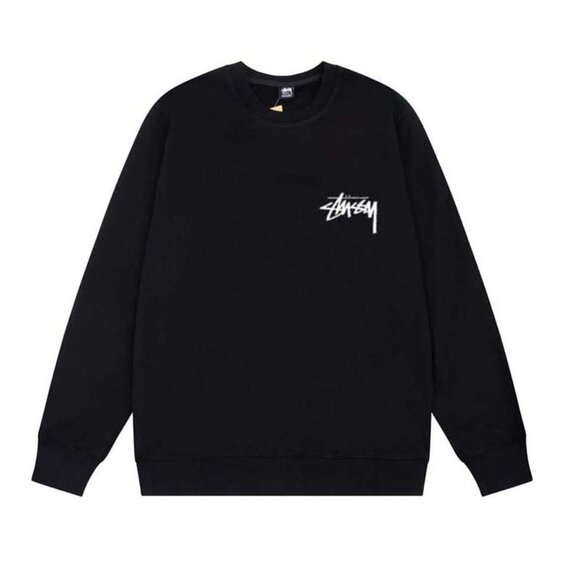 Men's Stussy Logo Print Crew Neck Sweatshirt Grey - Picture 1 of 6